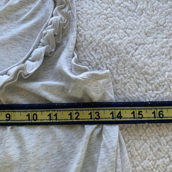 Land’s End Ruffled Scoop Neckline Tank Top Blouse White Grey XXSmall - Picture 8 of 9
